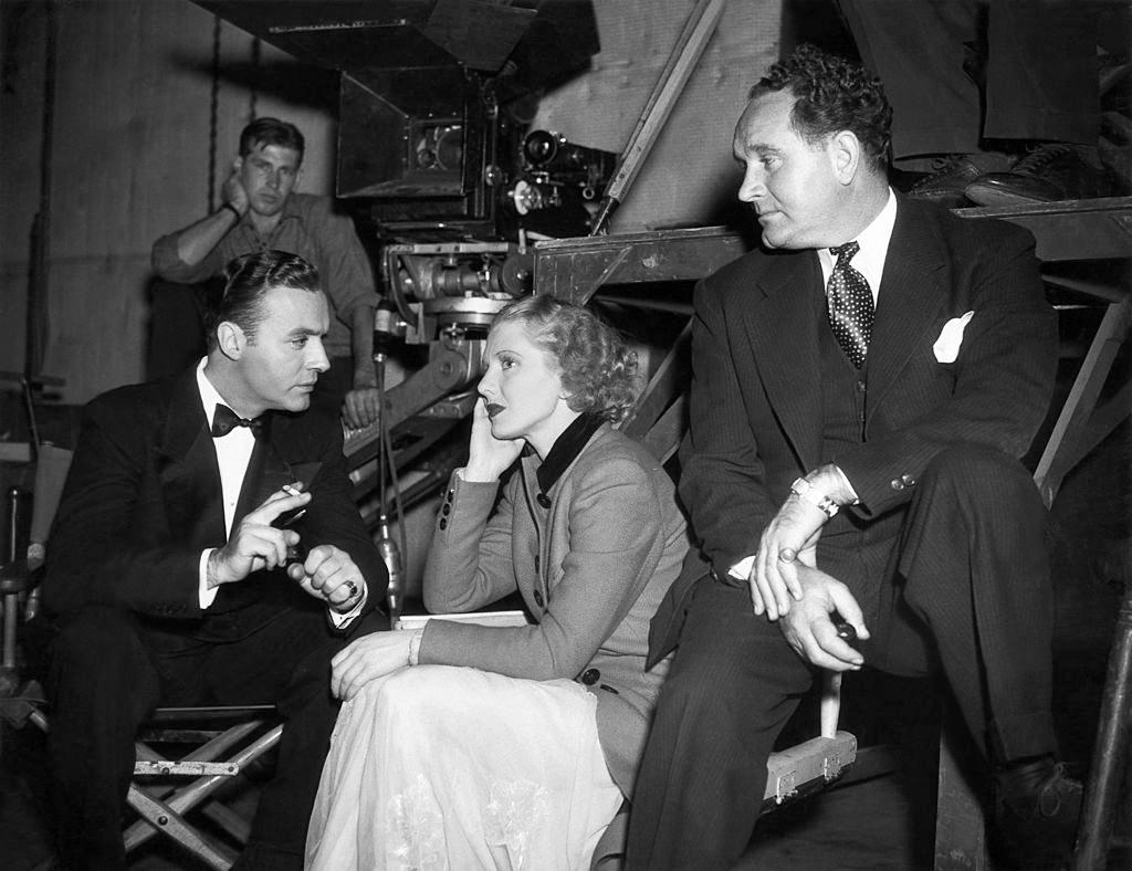 Jean Arthur with Charles Boyer and Frank Borzage, 1937.