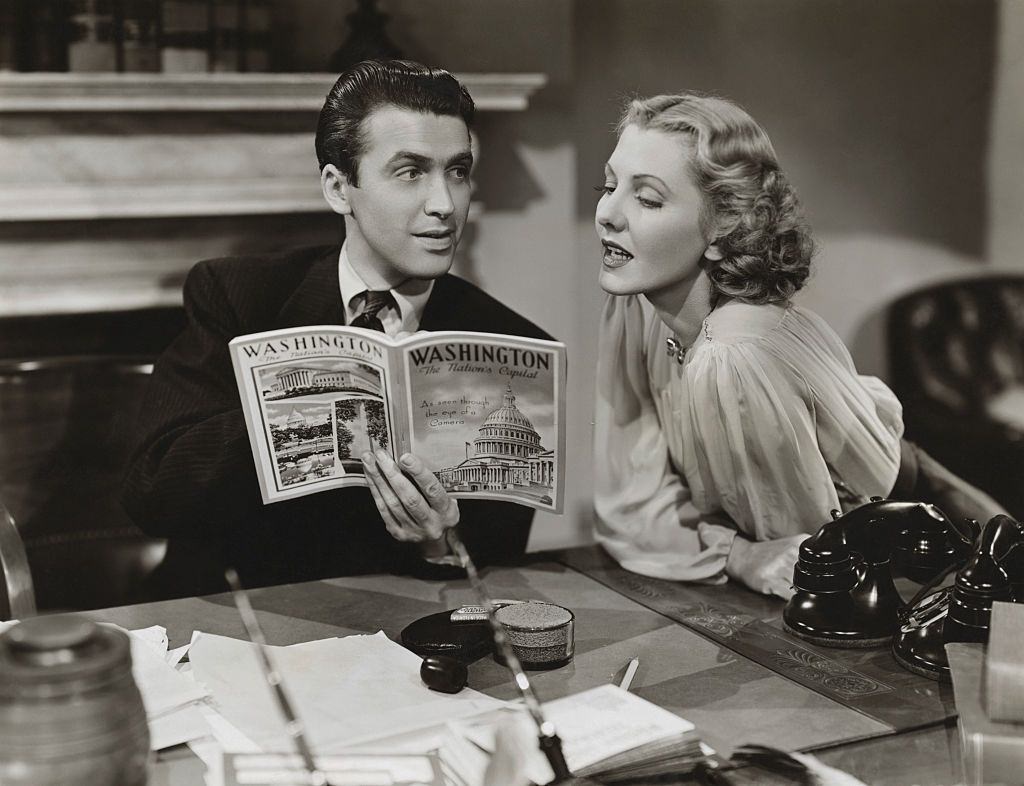 Jean Arthur with James Stewart in 'Mr. Smith Goes To Washington', 1939.