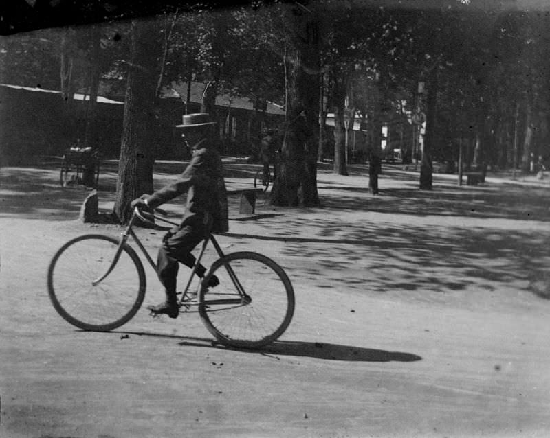 Man cycling, Luchon, September 1895