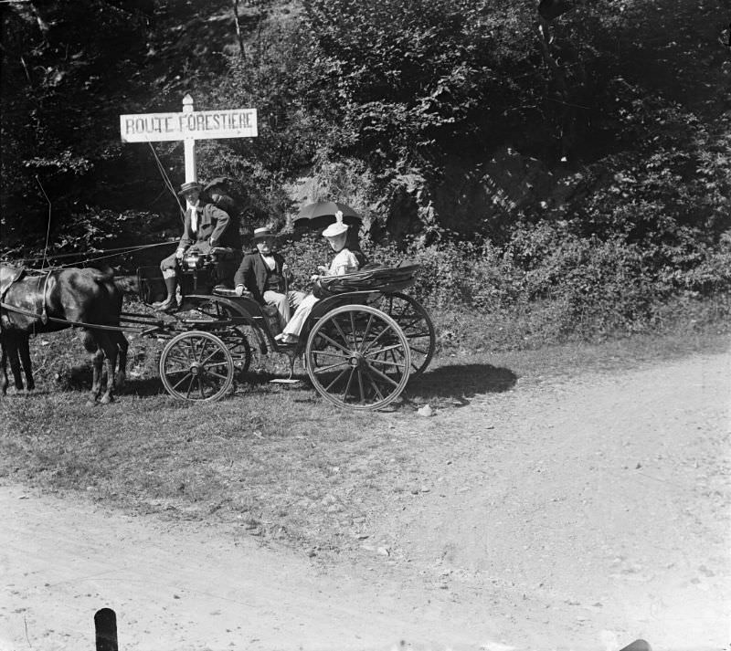 Entrance to the forest road of Superbagnères, Luchon, 1896