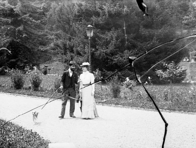 Couple with their dog, Luchon, July 1899