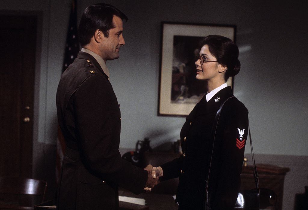 Lynda Carter with Lyle Waggoner in 'The New Original Wonder Woman', 1975.