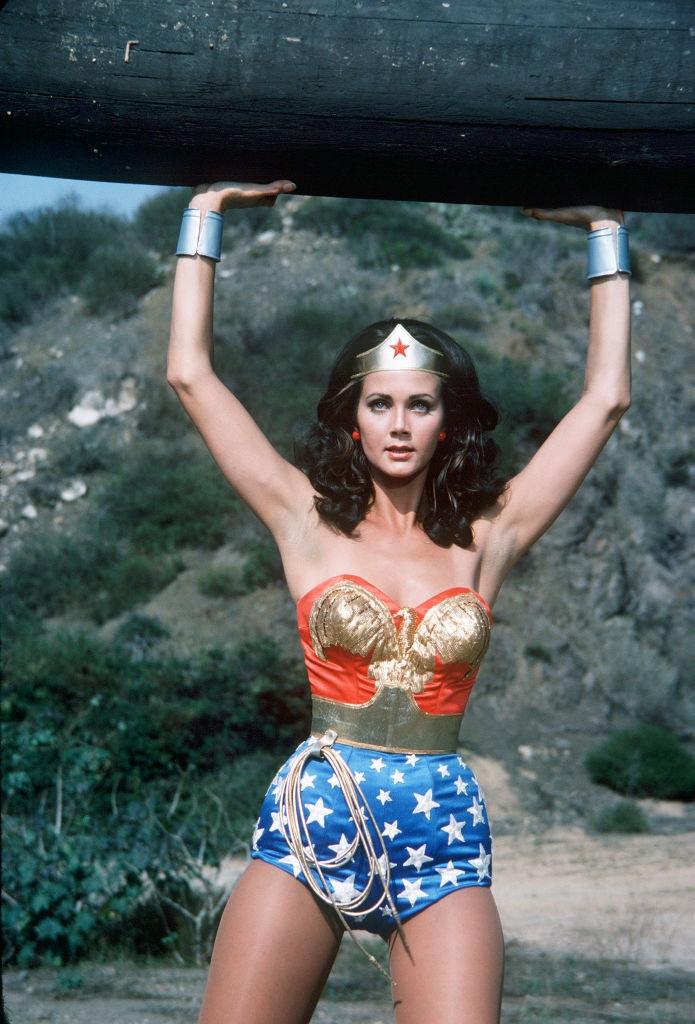 Lynda Carter infiltrated a dangerous sabotage ring operating during a beauty contest., 1976.