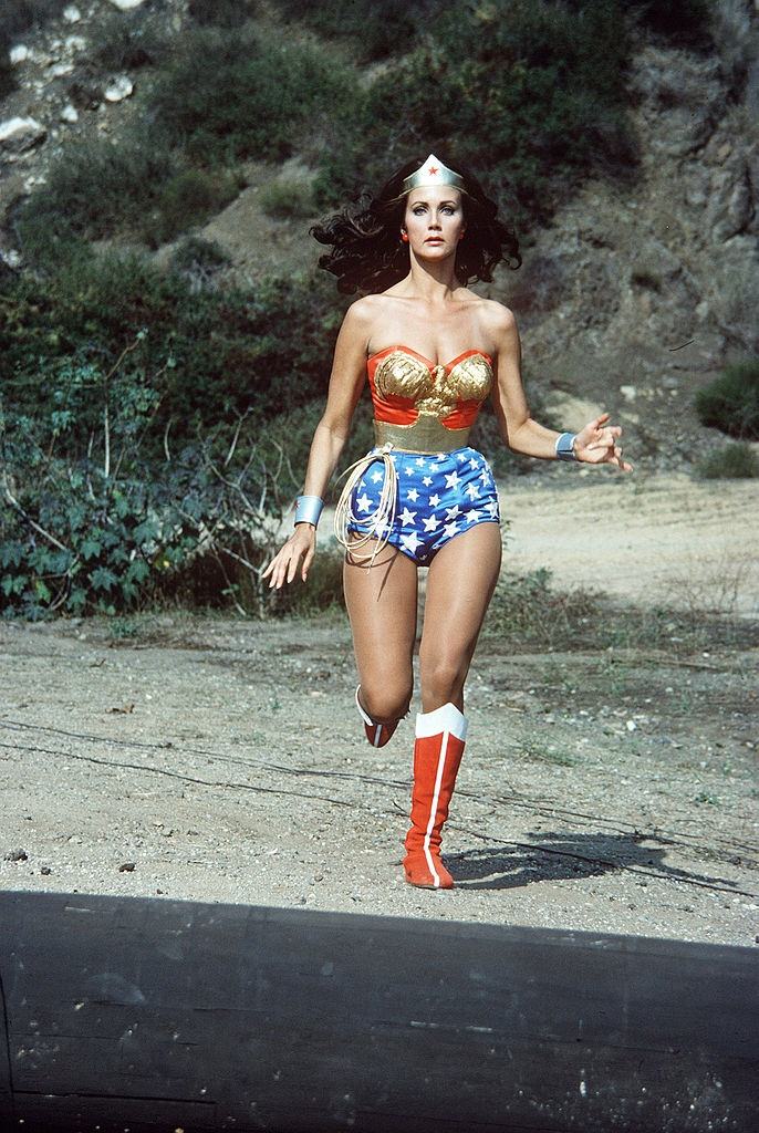 Lynda Carter as Wonder Woman in the episode 'Beauty on Parade', 1976.