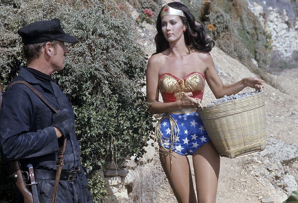 Lynda Carter as Wonder Woman, in the episode 'The Feminum Mystique', 1976.