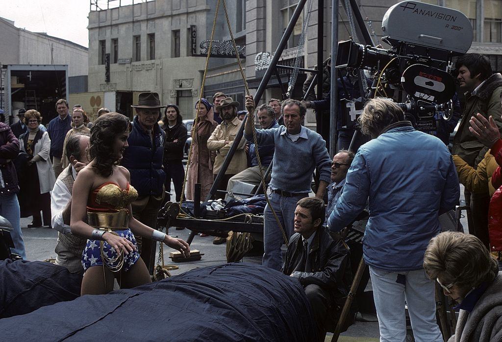 Lynda Carter during the making of 'The New Original Wonder Woman', 1975.
