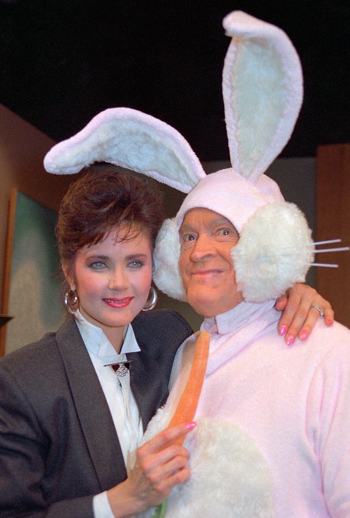 Lynda Carter with Bob Hope, 1987.