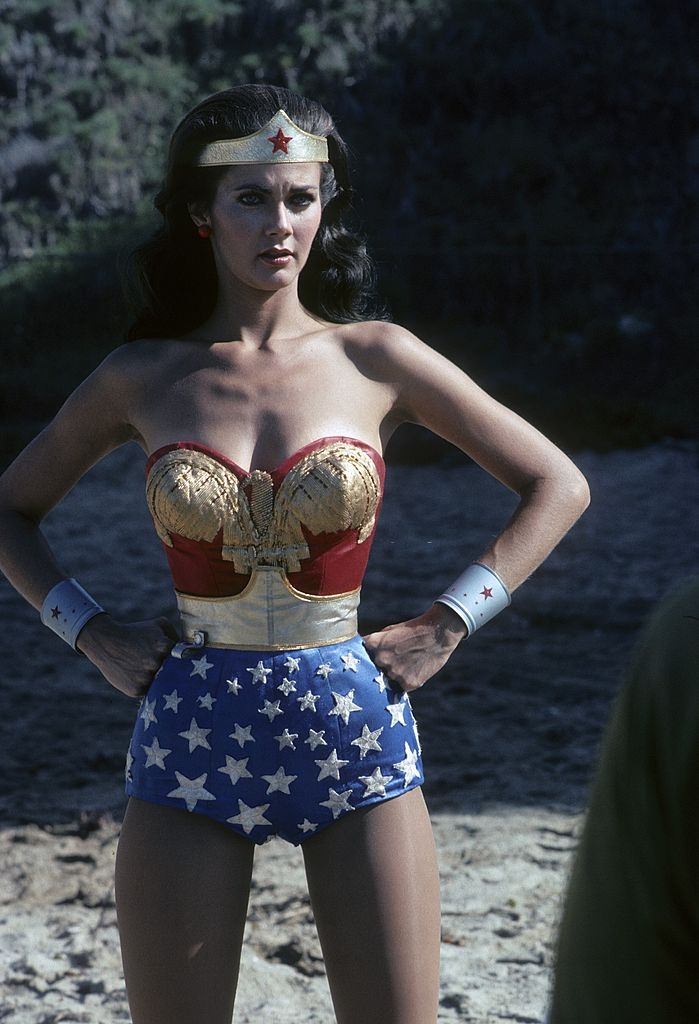Lynda Carter as Wonder Woman in the episode 'Formula 407', 1977.