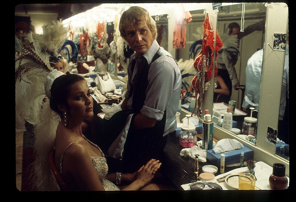 Lynda Carter in the make up room with David Soul, 1976.