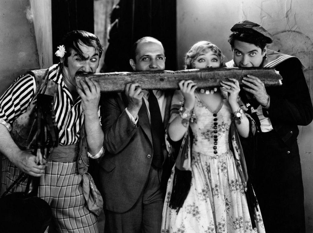 Mae Murray with Michael Vavitch, Dimitri Buichowetzki and Lloyd Hughes in a scene from the movie, 'Valencia', 1926.