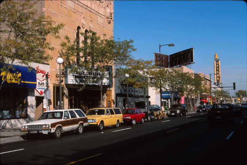 Hennepin Avenue looking north towards Lake Street, Uptown Minneapolis, October 1988