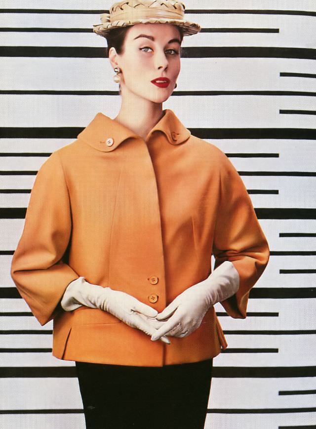 Myrtle Crawford in ensemble designed by Givenchy, 1954