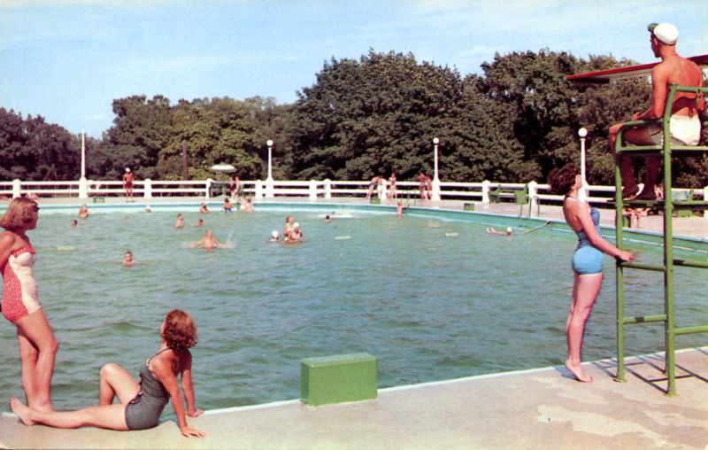 Swimming in the municipal pool, Prospect Park, Troy, New York