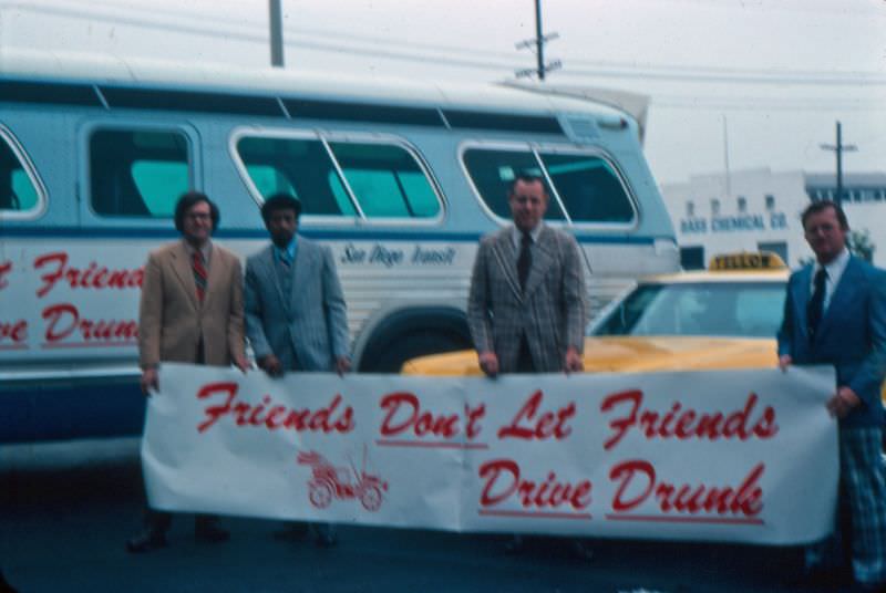 San Diego Transit and Yellow Cab teamed up for a campaign against drunk driving in 1975