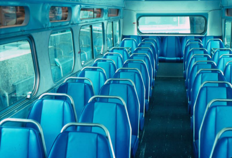 Interior of one of San Diego Transit's new 1974 Flxible ‘suburban’ coaches