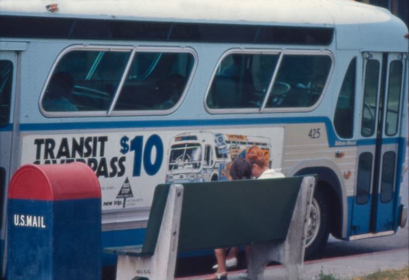 San Diego Transit bus stop in the early 1970s