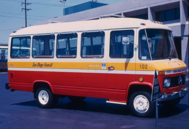 San Diego Transit used a fleet of Mercedes Benz minibuses for neighborhood routes in the 1970s