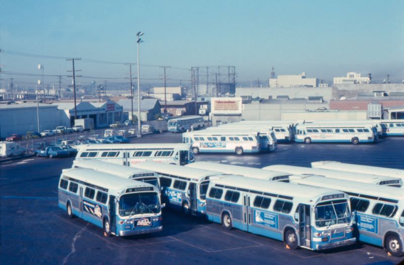 San Diego Transit's Imperial Avenue yard in downtown San Diego in the early-1970s