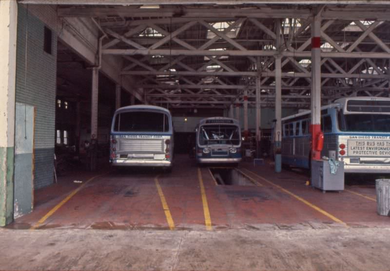 The old maintenance shop at the Imperial Avenue Division in the 1970s