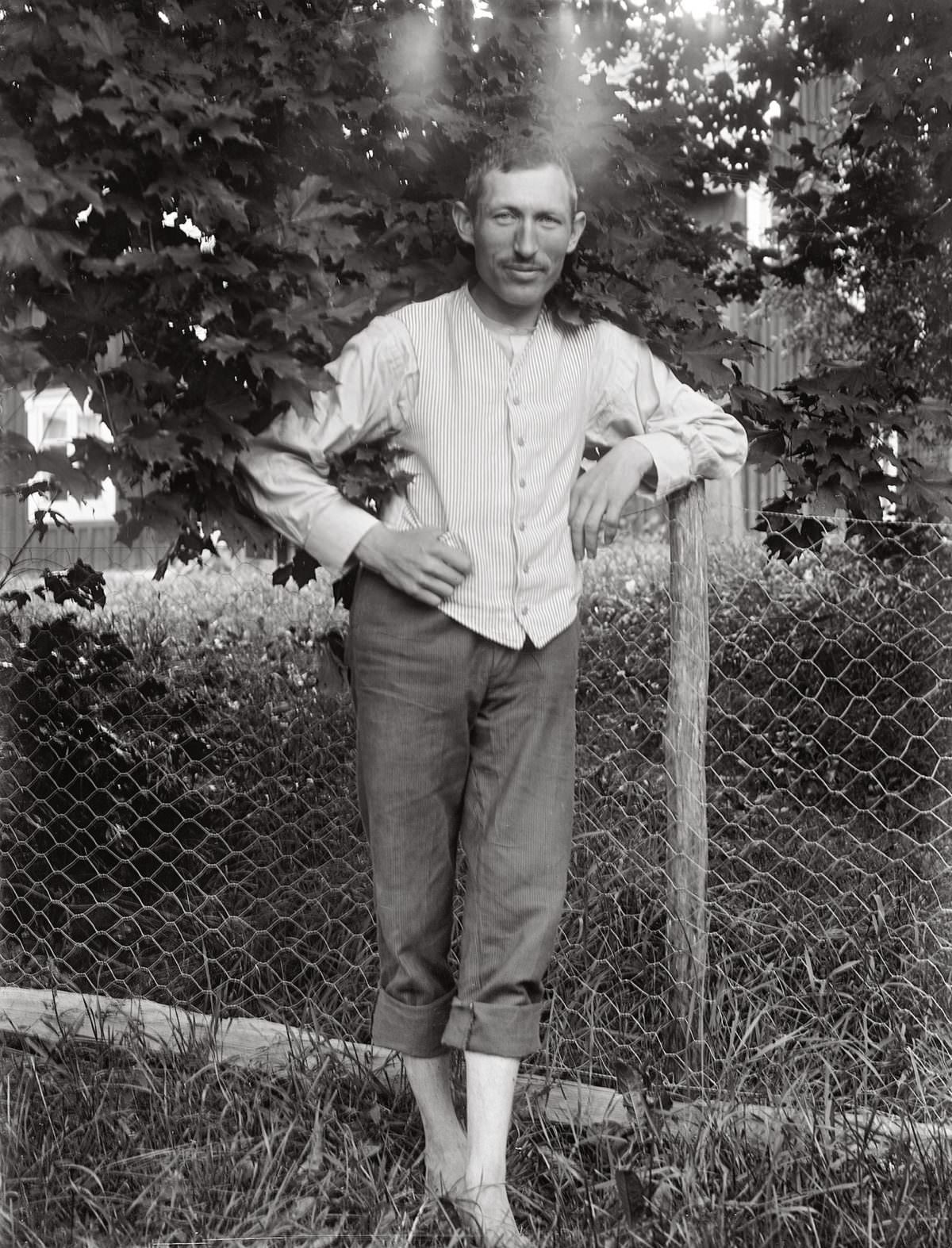 Self Portrait, John Alinder in his garden, 1910–20