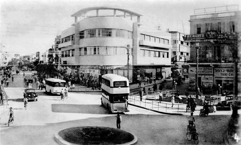 Looking south along Allenby Road (now Allenby Street) at the intersection with King George Street, Tel Aviv, Palestine (now Israel), 1937