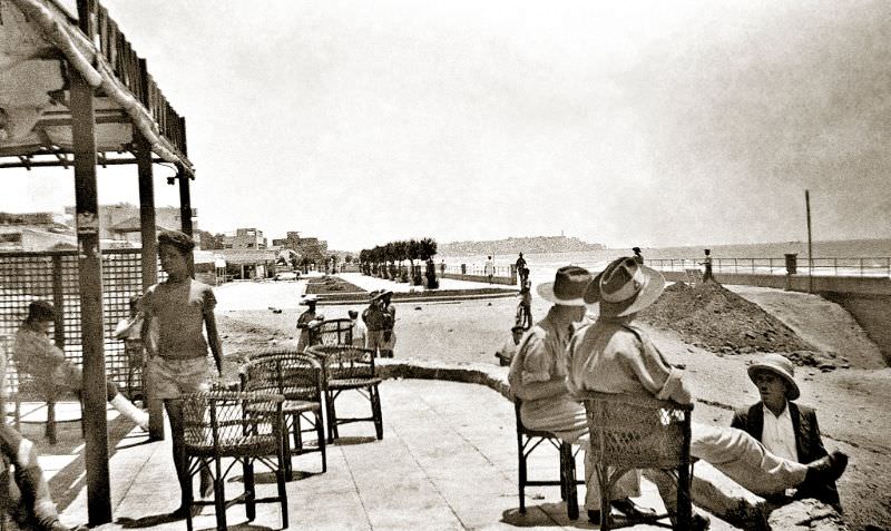 Soldiers relaxing outside the Australian Soldier's Club, Tel Aviv Yafo, Palestine (now Israel), 4 November 1940