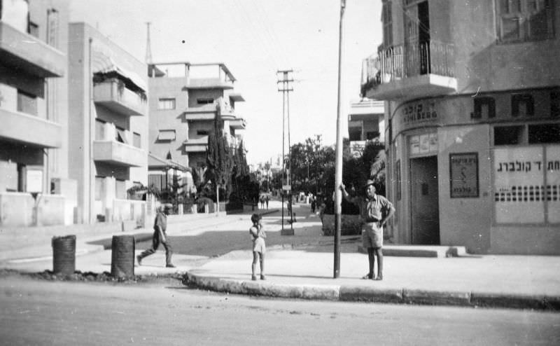 Australian Army private WX5340 Sydney "Syd" Frederick Peters of 2/4 AMCU in a street of Tel-Aviv, Palestine (now Israel), July 1942