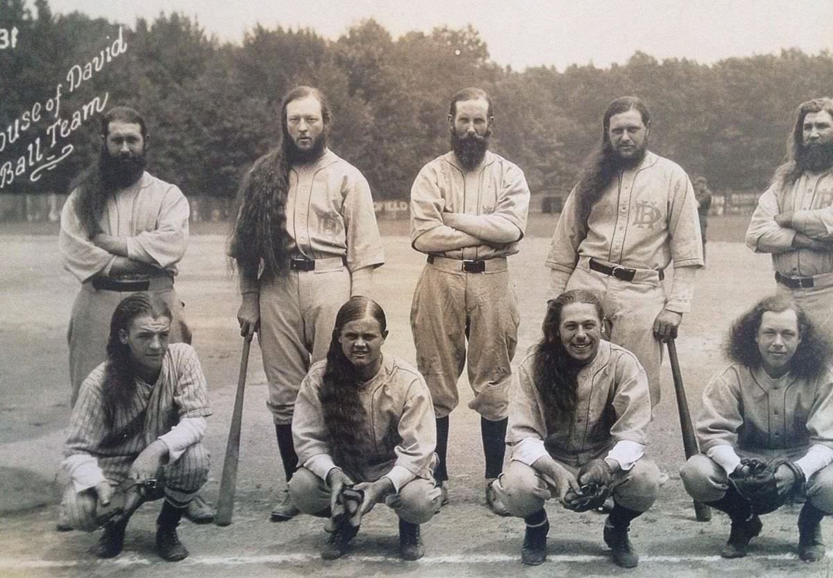 Long-haired and Bearded baseball team: The House of David team was a baseball version of the Harlem Globetrotters