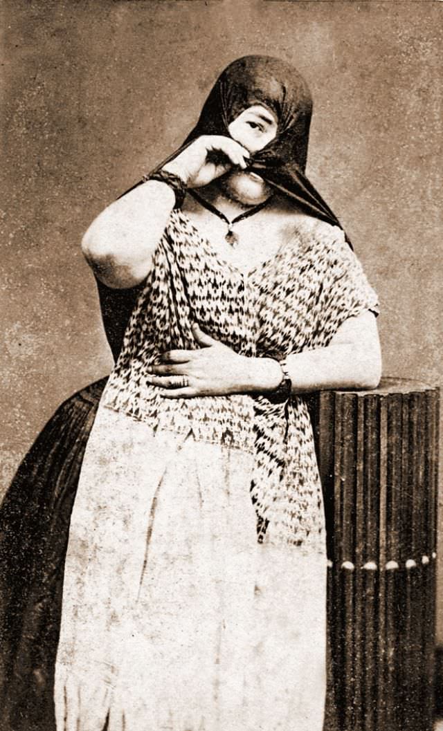 Peruvian woman in traditional costume, Lima, Peru, circa 1860s