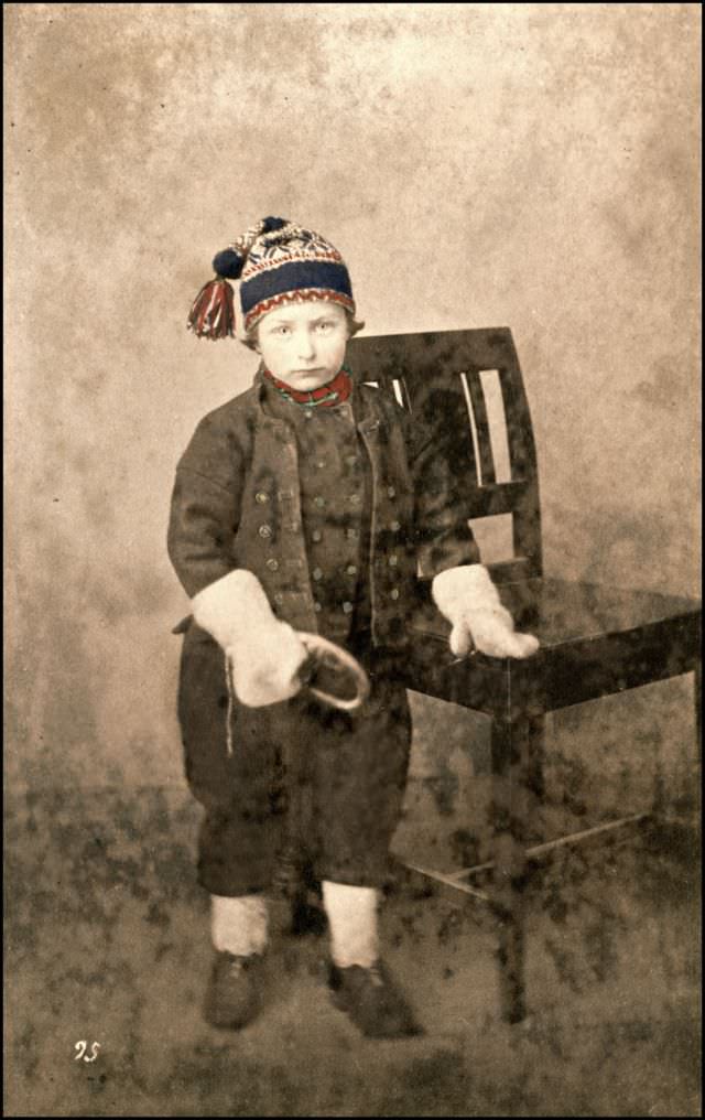 A little boy from Saalsviig in Norwegian costume, 1870s