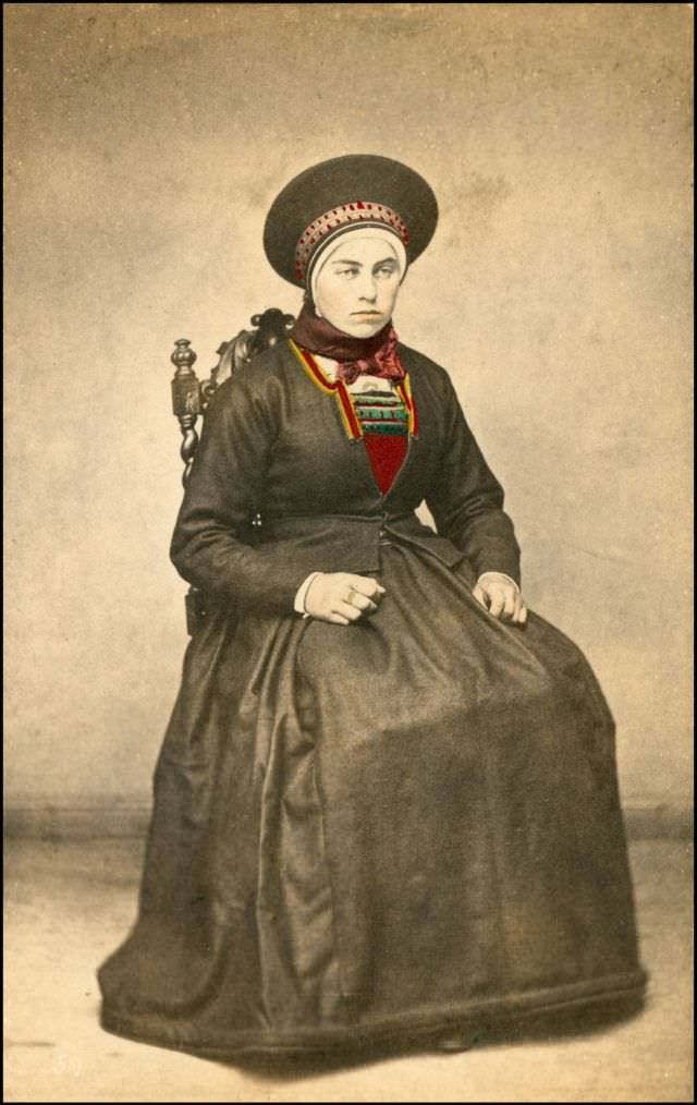 Woman from Ovindherred in Norwegian costume, 1870s