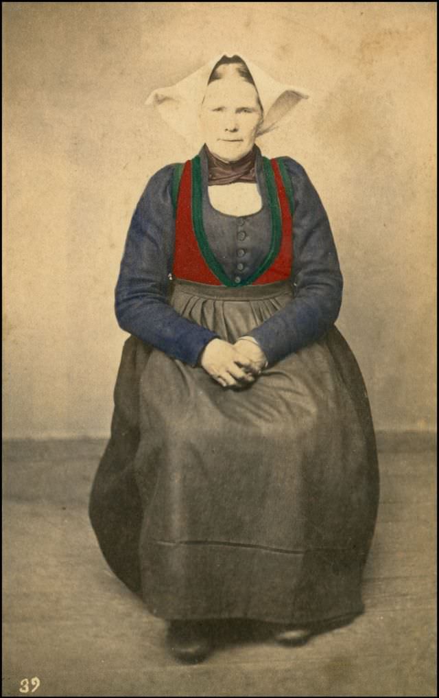 Woman from Vos in Norwegian costume, 1870s