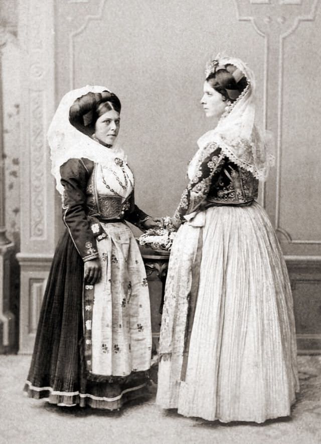 Mediterranean traditional female costumes, 1890s