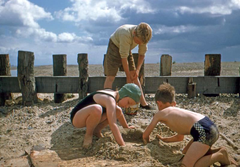 Children at the beach, Suffolk