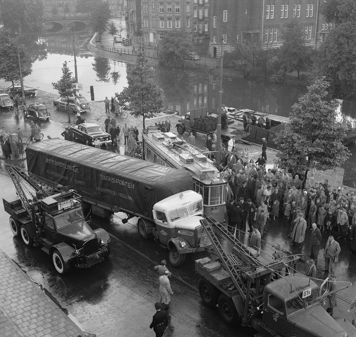Collision of tram with truck. Koeneman & Sons Sappermeer in Amsterdam. August 3, 1956.