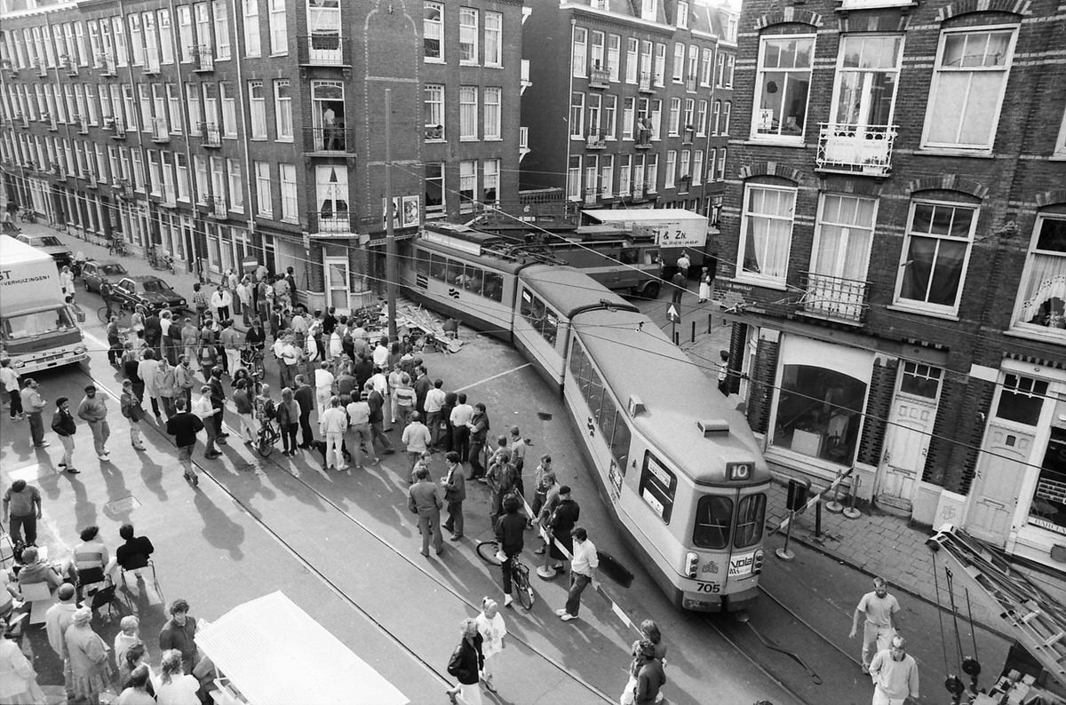 Tragic tram collision in Amsterdam, 1950s.