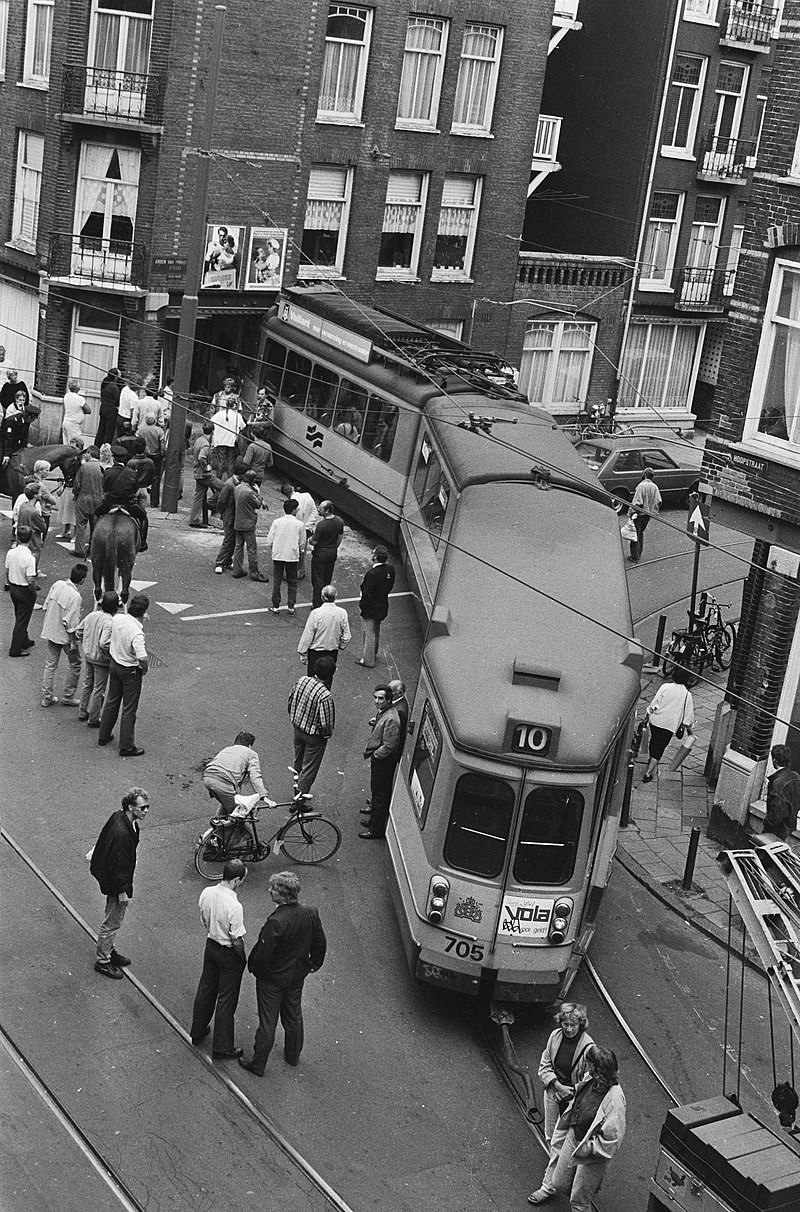 Tram flew around the bend and collided with the house, July 23, 1986