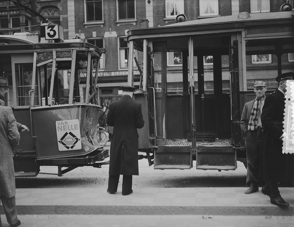 Tram collision Ceintuurbaan in Amsterdam, November 6, 1951