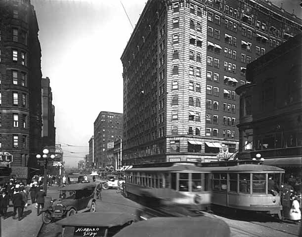 Hennepin Avenue from Sixth Street looking north, Minneapolis, 1930s