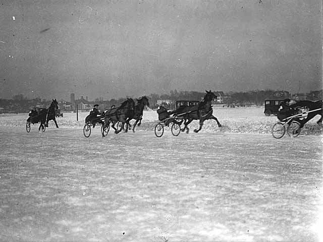 Horse racing on lake of the Isles, Minneapolis, 1930s