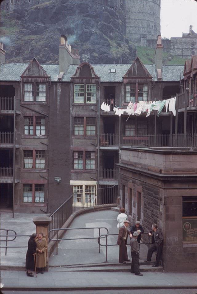 Portsburgh Square below Edinburgh Castle, 1960s