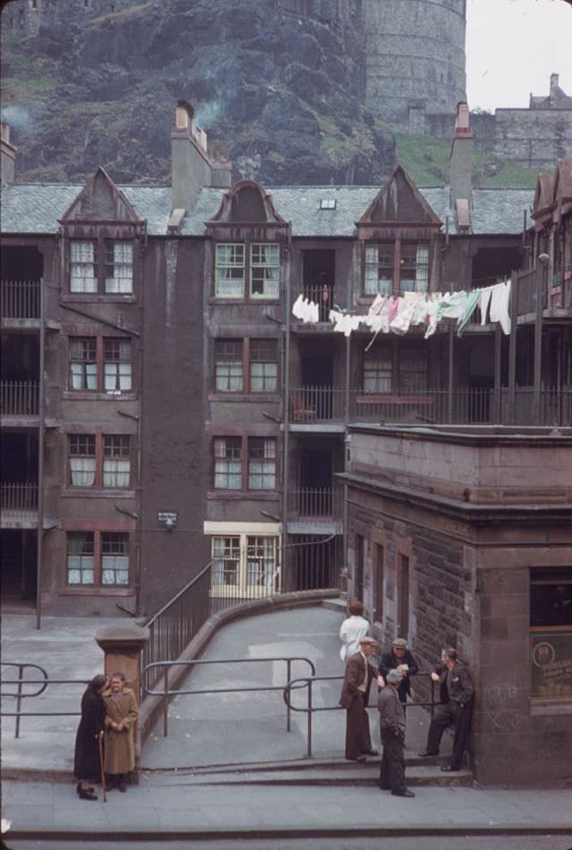 Portsburgh Square below Edinburgh Castle, 1960s