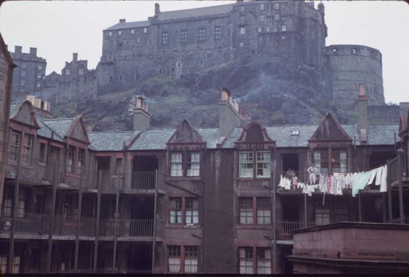 Portsburgh Square below Edinburgh Castle, 1960s