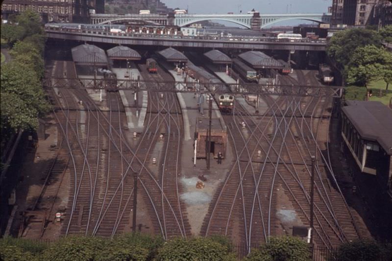 Tracks entering Waverly Station, Edinburgh, 1960s
