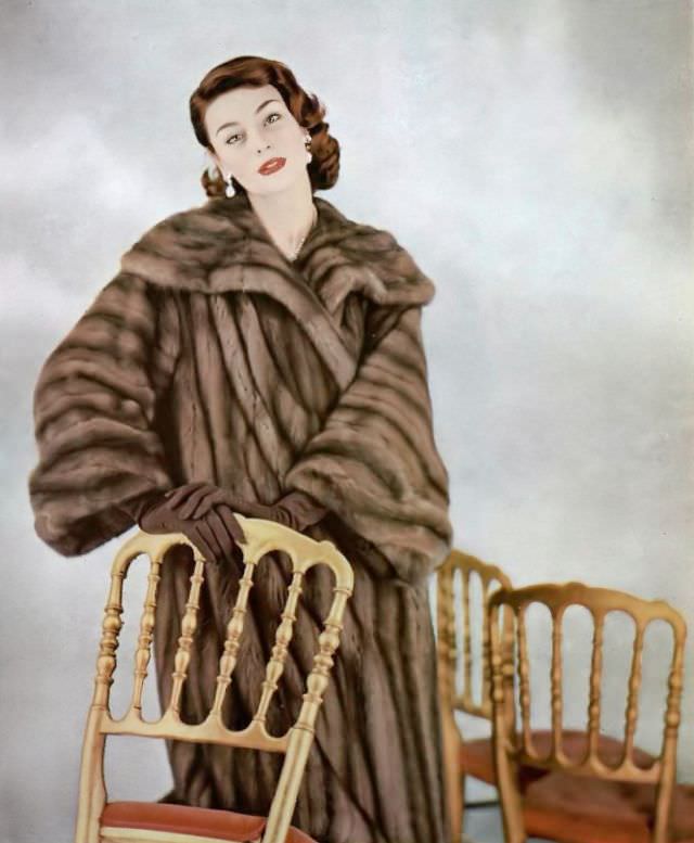 Anne Gunning in Royal Pastel EMBA mink coat by Max Reby, 1954