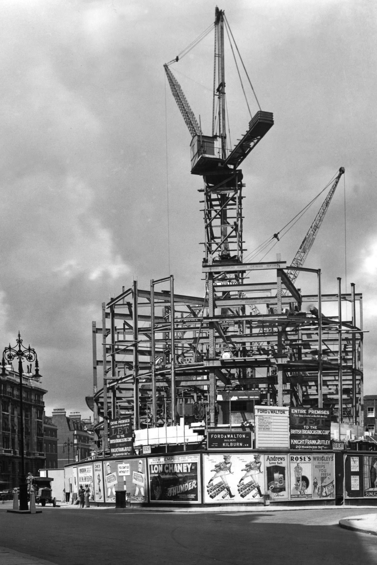 BBC Broadcasting House under construction in 1930 Lon Chaney in Thunder