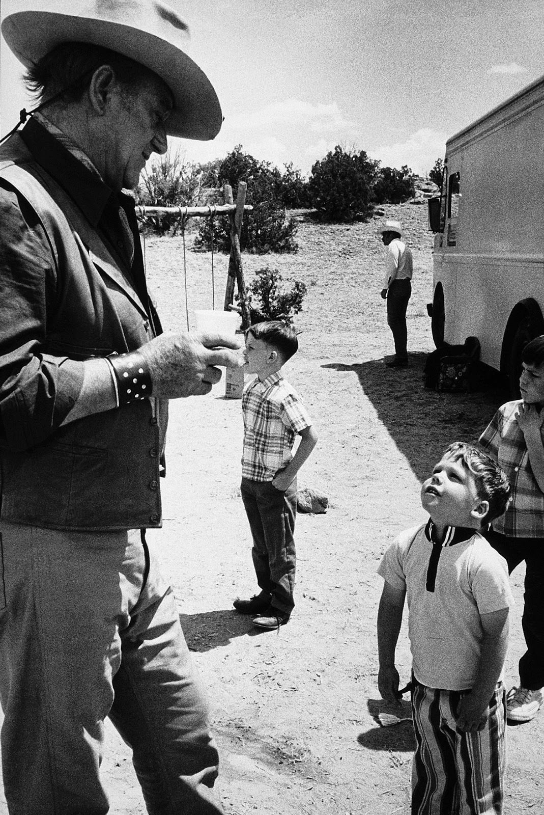 John Wayne on location in Colorado for "The Cowboys," 1971