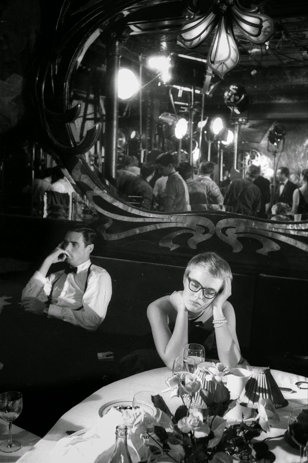 Jean Seberg during filming of "Bonjour Tristesse" at Maxim's restaurant in Paris, 1957