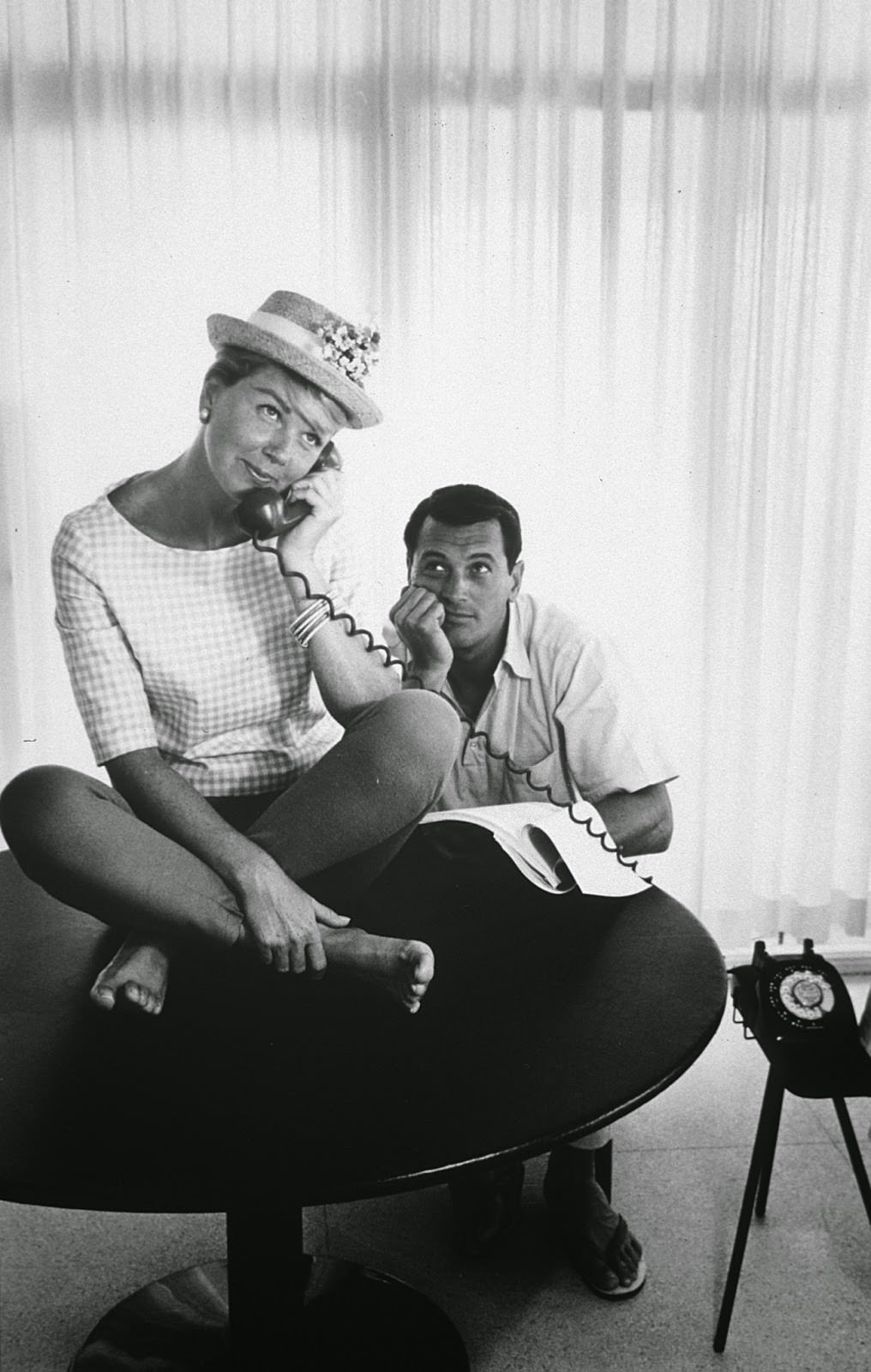 Doris Day and Rock Hudson in an advertising shot for "Pillow Talk," 1959