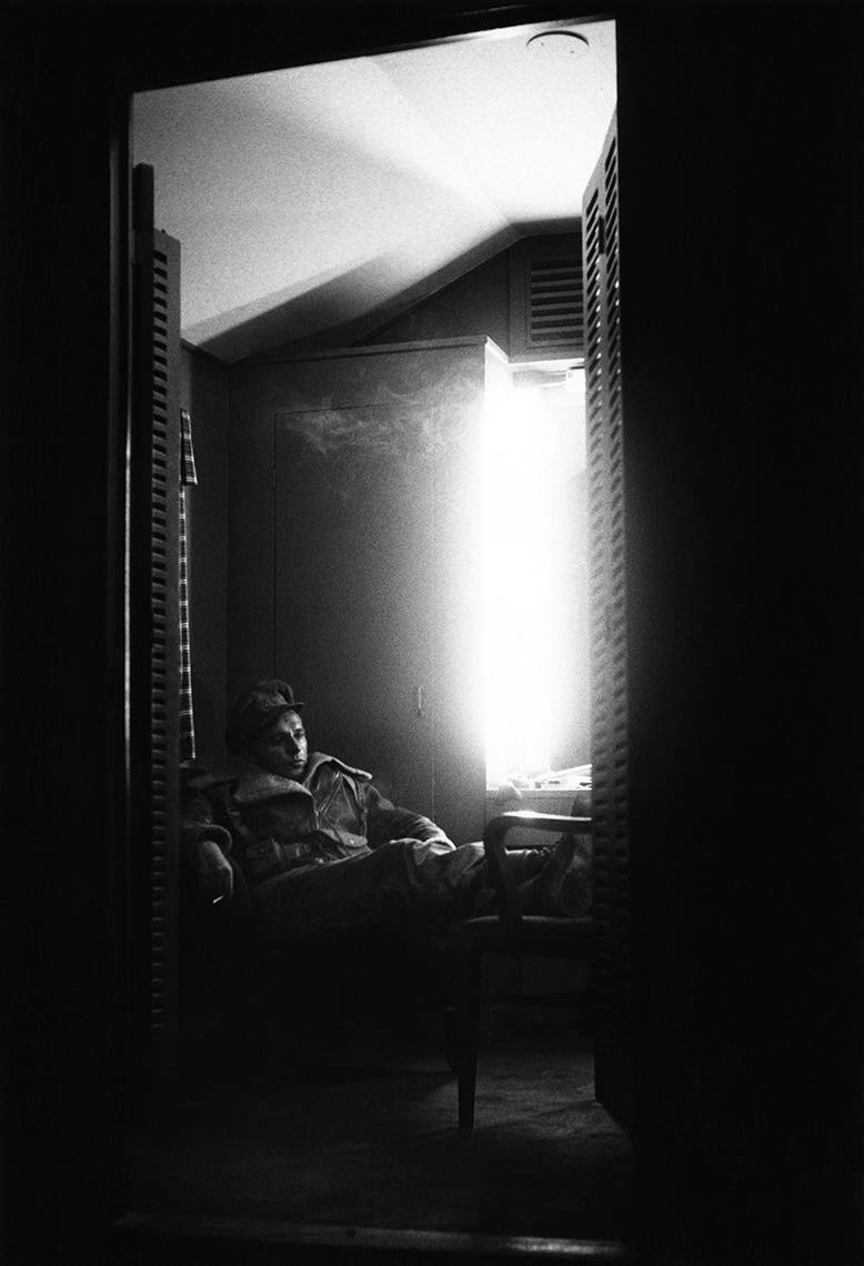 Richard Burton in his 20th Century Fox dressing room during filming on "The Desert Rats," 1953